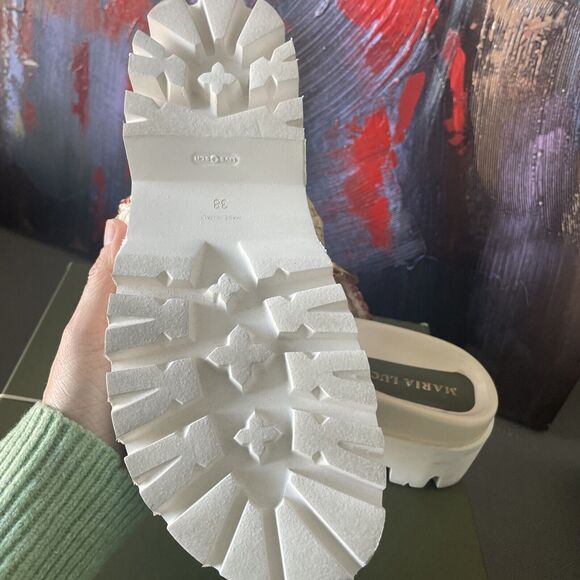 MARIA LUCA STRAP Buckle Iris LEATHER Platform SANDALS Beige EU 38  7.5 US - Picture 12 of 15